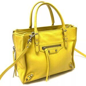 BALENCIAGA Hand Bag Tote Bag Shoulder Bag Yellow Leather 357333